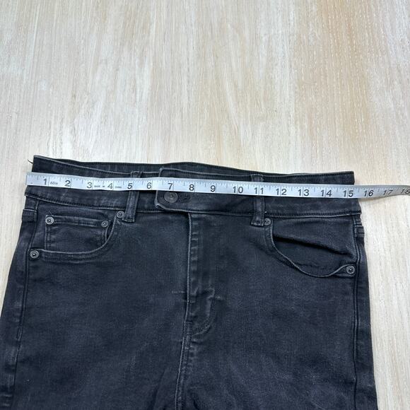 American Eagle Next Level Stretch Black Super High Rise Flare Denim Jeans 10 - Picture 7 of 16